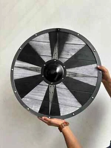 Escudo de madera vikingo medieval - Auténtico escudo pintado a mano guerrero de batalla - Imagen 1 de 4