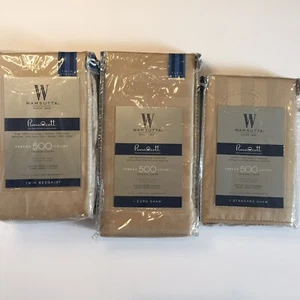 Twin bedding set shams and bedskirt, 3 Pc Set Wamsutta 500tc Stripe Taupe Twin - Picture 1 of 12
