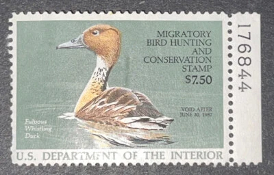 Travelstamps: US Stamps Scott #RW53 1986 $7.50 Fulvous whistling Duck MOGH - Image 1 of 4