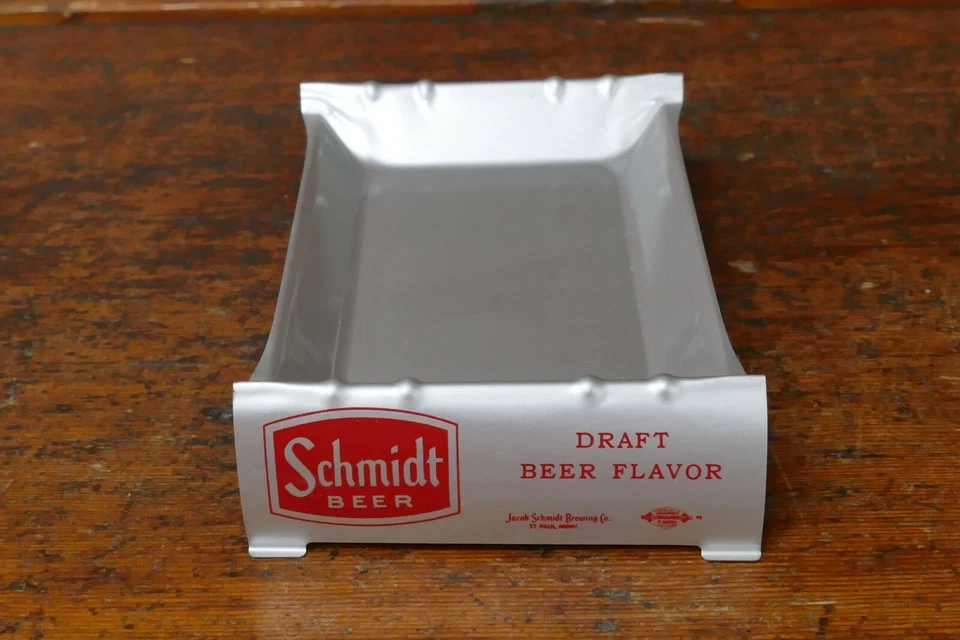 Cenicero publicitario vintage de metal de cerveza Schmidt de los años 50 nuevo de colección St. Paul Minnesota Foto 1 de 4