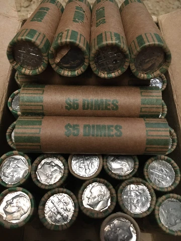 $5 Roll Of Dimes.  Unsearched dimes from the bank May contain Silver or Errors?? Cover