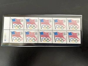 US Stamps SC# 2528a Flag & Olympic Rings 29c bklt pane of 10 P# K11111 MNH 1991 - Picture 1 of 1