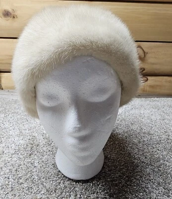 Sombrero de piel de visón crema vintage para mujer talla pequeña cosido a mano sombrero de visón genuino Foto 1 de 4