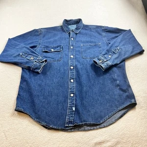 Camisa Polo Ralph Lauren De Colección 90 Talla XL Denim Peto Metal Botones Remaches EE. UU. - Imagen 1 de 14