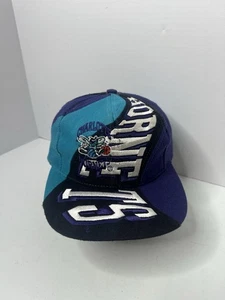 Vintage Charollete Hornets Drew Pearson Snapback Hat Swirl Spellout 90s - Picture 1 of 16
