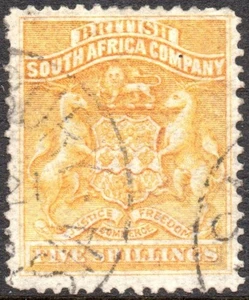 Rhodesia 1892-3 5s orange-yellow, SG.8, fine used, cat.£65 - Picture 1 of 1