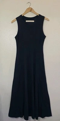 Raquel Allegra Big Sweep Midi Dress Womens Size XS Navy Blue Tank A Line Pockets - Image 1 of 4