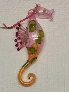 Blown Glass Seahorse Pier 1 Pink, Orange, Blue and Green Colors 6.5" Tall - Picture 1 of 19