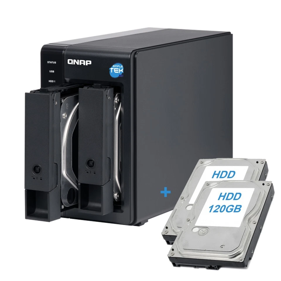 QNAP TR-002 DAS STORAGE 2-BAY HDD 240GB (2x120GB) RAID SLOT DOPPIO 3,5" USB-C - Immagine 1 di 4