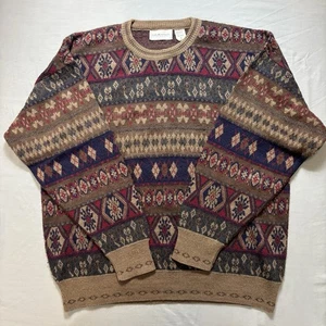 Vintage 80s 90s Geometric Italy Sweater Mens Knit Murano Colorful Large - Picture 1 of 5