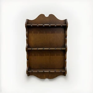 Vintage Wooden Wall Display Rack Shelf 18 Slot Spoon Storage Collectible Holder - Picture 1 of 8