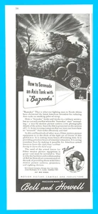 Bell and Howell Kamera Panzerangriff Bazooka Nordafrika 1943 Vintage Print Ad - Bild 1 von 4