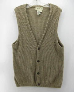 VINTAGE Eddie Bauer Sweater Men Small Brown Vest Cardigan Button Up Grandpa 90s - Picture 1 of 8