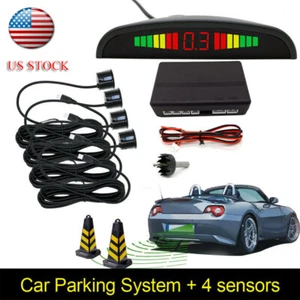 4 Sensors Car Reverse Backup Rear Buzzer Radar System Kit Sound Alarm Black - Picture 1 of 7