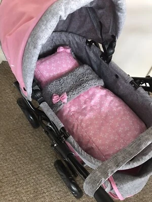 Dolls Pram Bedding Set. 2 Colours .  Handmade. New. - Image 1 of 4