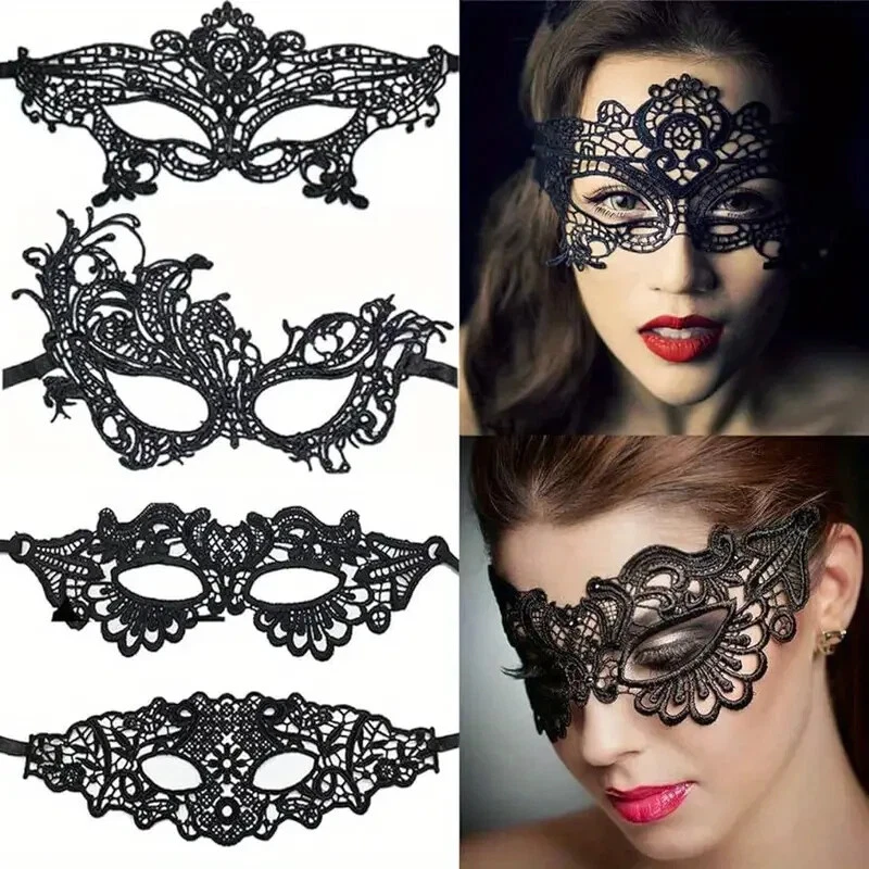 4-Pack Fabric Lace Eye Masks for Women - Elegant Masquerade Halloween Christmas - Image 1 of 1