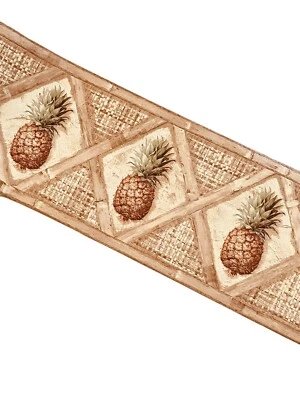 2 Rolls Vymura Platinum Pineapple Wallpaper Border Bamboo Weave Heavy Vinyl 30’ - Image 1 of 4