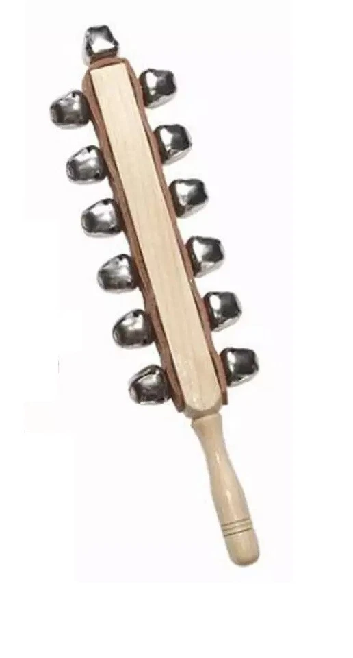CCM CRAZY CREW MUSIC Sleigh Bells on Stick 33cm - 13 Metal Jingle Bells Christmas Santa Shaker