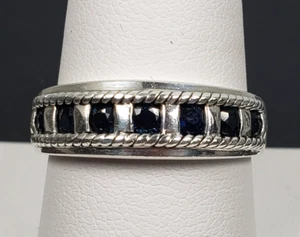 Vintage Designer CNA 7 Deep Blue Sapphire Sterling Silver Ring - Size 9 - Picture 1 of 19