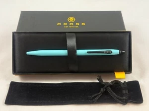 CROSS PEARLESCENT TEAL CLICK ROLLERBALL PEN IN BOX + EXTRAS #AT0625-5 - Picture 1 of 7