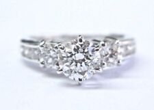 Fine Round Diamond Solitaire W Channel Set Accents Engagement Ring 1.21Ct E-SI1