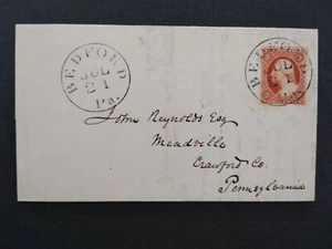 Pennsylvania: Bedford 1851 07/21 #10 Cover to Meadville, Pa - Picture 1 of 4