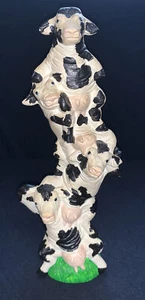 Ceramic Cow Stack Statue Figurine Funny Novelty Farm Animal 9” - Picture 1 of 6