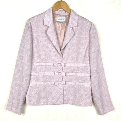 Chaqueta Adrianna Papell Mujer 12 Rosa Ocasiones Texturizada Floral Botón Cóctel Foto 1 de 4