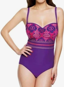 Traje de baño Panache Savannah púrpura sujetador oculto 32E copas acolchadas con aros múltiples vías - Imagen 1 de 4