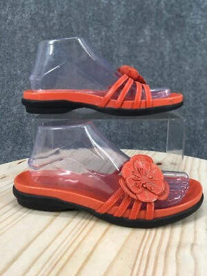 Croft & Barrow Sandals Womens 7.5 Slip On Orange Flower Strappy Open Toe Casual - Image 1 of 4