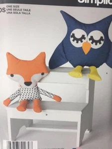 Simplicity Sewing Pattern 1270 Stuffed Owl Fox Toy Size O/S Uncut - Picture 1 of 3