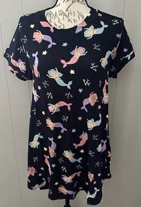 NEW Lularoe Erika Short Sleeve Swing Top Shirt Small S Cute Mermaid Print - Picture 1 of 5