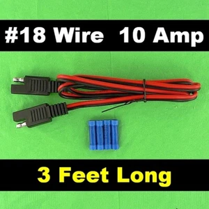 18 AWG 3 Foot SAE Quick Connect Disconnect 10 Amp Wire Harness 2 Pin Waterproof - Picture 1 of 6
