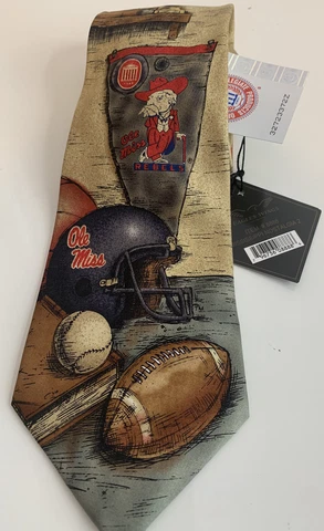 Brand New Tags Ole Miss Rebels Col Colonel Reb Silk Tie Officially Licensed Cover