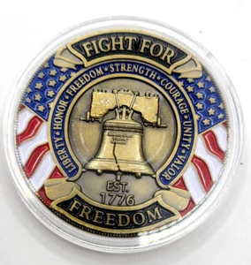 US - Fight for Freedom - Hold the Line - Liberty Bell 2" Bronze Challenge Coin - Picture 1 of 4