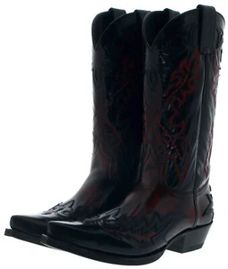 Sendra Boots 9669 Negro Rojo Hombre Botas Vaqueras Botas Vaqueras Negro Rojo - Imagen 1 de 11