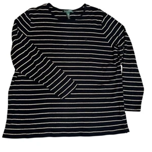 Lauren Ralph Lauren Womens Size 2XL Black Gold Metallic Blend Striped Shirt - Picture 1 of 4