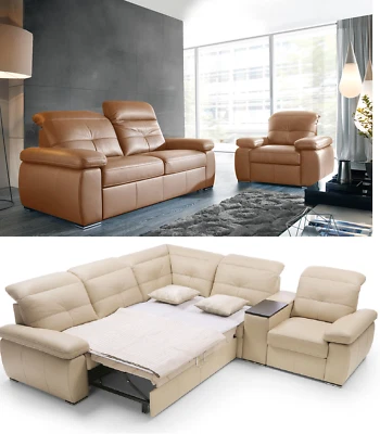 % BESTSELLER ECHTLEDER ECKSOFA SCHLAFSOFA SESSEL RELAXFUNKTION STAURAUM FARBEN ! - Bild 1 von 4