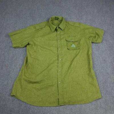 LRG Lifted Research Group Shirt Mens 4XL Green button up woven Linen - Image 1 of 4