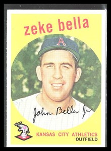 Zeke Bella 1959 Topps #254b Gray/darker back Rookie   Kansas City Athletics
