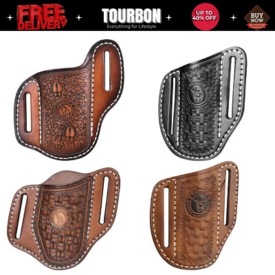 TOURBON Leather Folding Knife Sheath Belt Carry Pouch Pocket Knives Case 3 Type