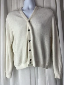 Vintage Men’s Izod Of London Cardigan Sweater USA White No Size Grandpa Preppy - Picture 1 of 9