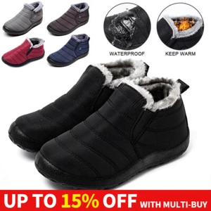 Womens Winter Snow Warm Fur Lined Waterproof Non-slip Ladies Ankle Boots Shoes - Picture 1 of 21