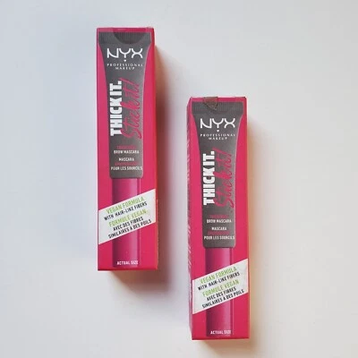 Lote de 2 NYX Thick It Stick It! Máscara de pestañas espesante marrón fresno fresco TISI05 ** Foto 1 de 4