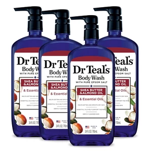 Dr Teal's Body Wash with Pure Epsom Salt, Shea Butter & Almond Oil, 4 Pack 24 Oz - Picture 1 of 12