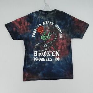 Broken Promises T Shirt Mens Medium Forever Means Nothing Tie Dye Scorpion Rose