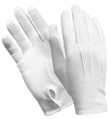 100% Cotton White Parade Marching Band Gloves Tuxedo Waiter Formal Wear - Image 1 of 2