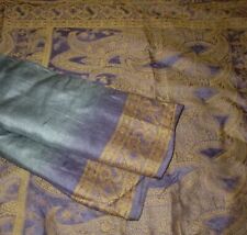 New listing
		BVH Pure silk Antique Vintage Sari Fabric 4Y CRAFT 4gp20 S267 Woven Grey #ABD2B