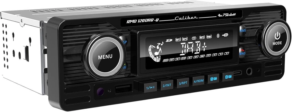 Caliber RMD120DAB-BT DAB+ USB Bluetooth MP3 Autoradio Tuner Oldtimer Retro black - Bild 1 von 4