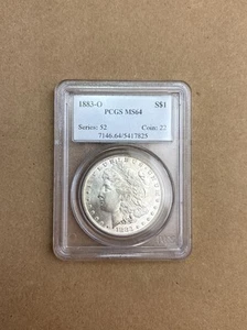 1883-O Morgan Silber Dollar PCGS MS64, Serie 52, Münze 22, kleiner Riss - Bild 1 von 3